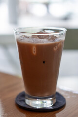 A glass of iced chocolate on the table