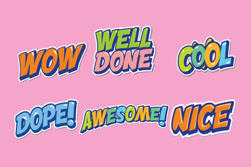 Trendy sticker pack, Doodle pop art sketch badges and pins. Vector hand drawn patches set