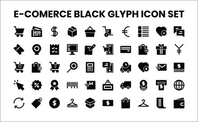 E-COMERCE BLACK GLYPH ICON SET