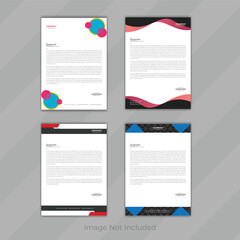 4 unique design or modern letterhead design presentation with abstract shape. Multiple color design bundle office letter with a4 size page also customizable vector file.