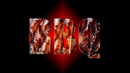 BBQ font with transparency BBQ Steak. close-up, meat cooked on fire, eating out