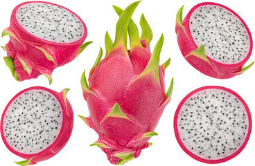 Dragon fruit isolated, collection
