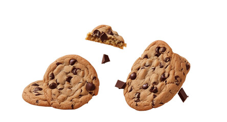 Flying Cookie Chocolate Chip On Transparent Background Png