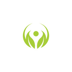 Leaf People Logo design. Organic Logo Symbol. Health Care Logo