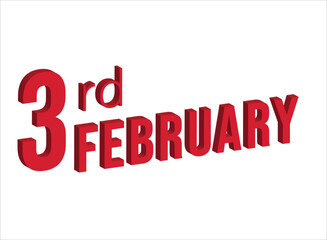 Fototapeta premium 3rd February , Daily calendar time and date schedule symbol. Modern design, 3d rendering. White background. 