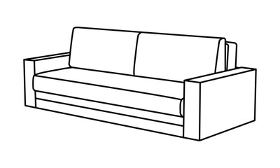 Vector linear illustration of a sofa. Furniture for your interior in the style of minimalism. Furniture icon.