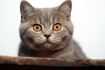 Obraz premium Portrait of a beautiful british shorthair cat on white background