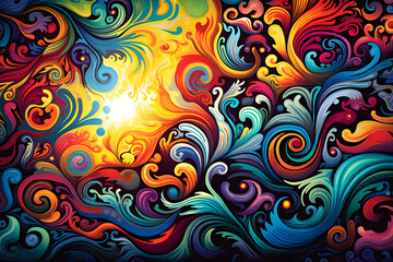 Fototapeta premium Kaleidoscopic Psychedelia Swirling Colors in a Unique Style