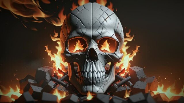 A skull with fiery background. Generative ai