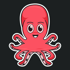 Cute octopus character cartoon illustration vector