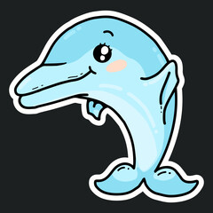 Cute dolphin character cartoon illustration vector