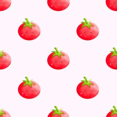 Seamless pattern tomato with light pink background 