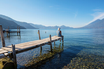 Tourist on Atitlan lake