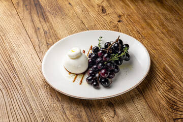 Delicious burrata on a white plate