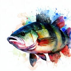 watercolor bass fish created with AI.