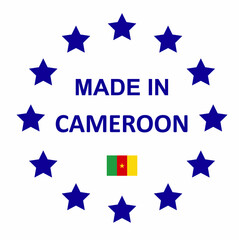 Made In Cameroon. Flag, banner icon, design, sticker