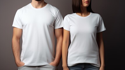 Couple Wearing Blank Matching T-Shirts