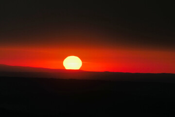 Spectacular sunrise in the Dordogne, France as soon from the vantage of a hot air balloon
