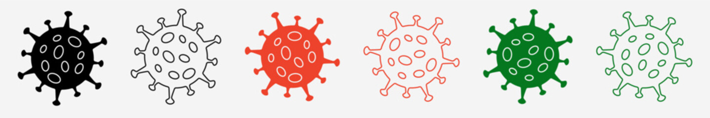 Set icon sign pox or virus in a flat style. Virus concept. Vector illustration