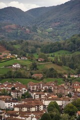 Fototapeta na wymiar Panoramic view of the Baztan Valley in Navarre, Spain.