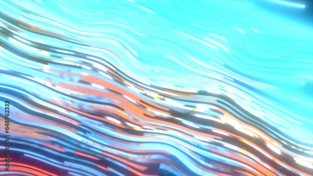 Poster colorful cyber shimmer with lines. motion. glitch effect with colorful background and shimmering lin