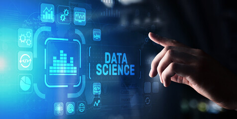 Big Data science analysis business technology concept on virtual screen.