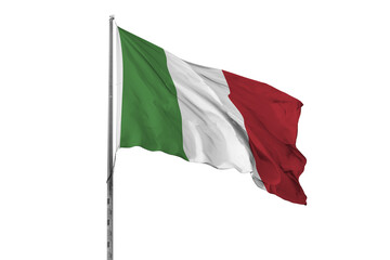 Waving Italy flag, ensign, transparent background