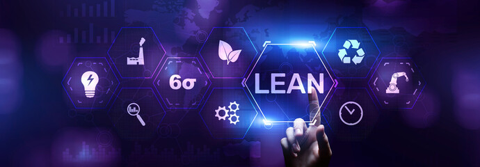 Lean manufacturing and software development methodology concept on screen.
