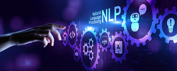NLP Natural language processing concept. Artificial intelligence neural network.