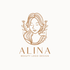Feminine Line Art Beauty Woman Logo