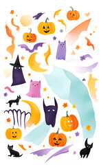 Watercolor halloween background in kids style.