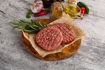 Raw burger cutlet for grill