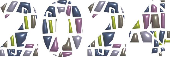 3D colorful Happy New Year 2024 Grunge Black And White Urban Vector Texture Template. Argent base for website, print, basis for banners, wallpapers, business cards, brochure