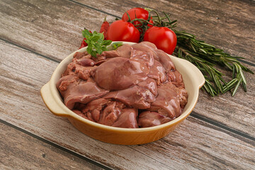 Raw chicken liver in the bowl