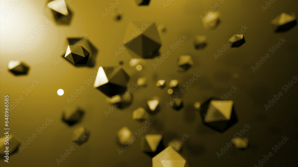 Poster 3d polygons rotating in space. design. chaotic orbits of rotation of polygonal figures. molecular ro