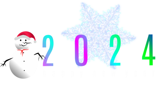 2024 new year greeting cards with snowman and snowflakes isolated on white