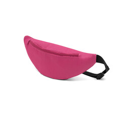 Fashion unisex business Waist Belt Pink Business Office Banana Bag bumbag with zipper for men on isolated White Background in side, mock up. clipping path included.