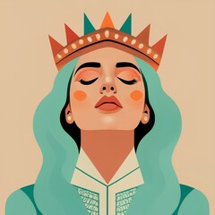 Crown of Serenity: Geometric Woman Illustration
