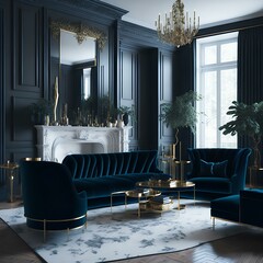 Black luxury living room