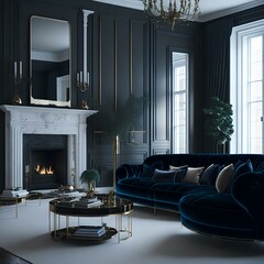 modern living room with fireplace