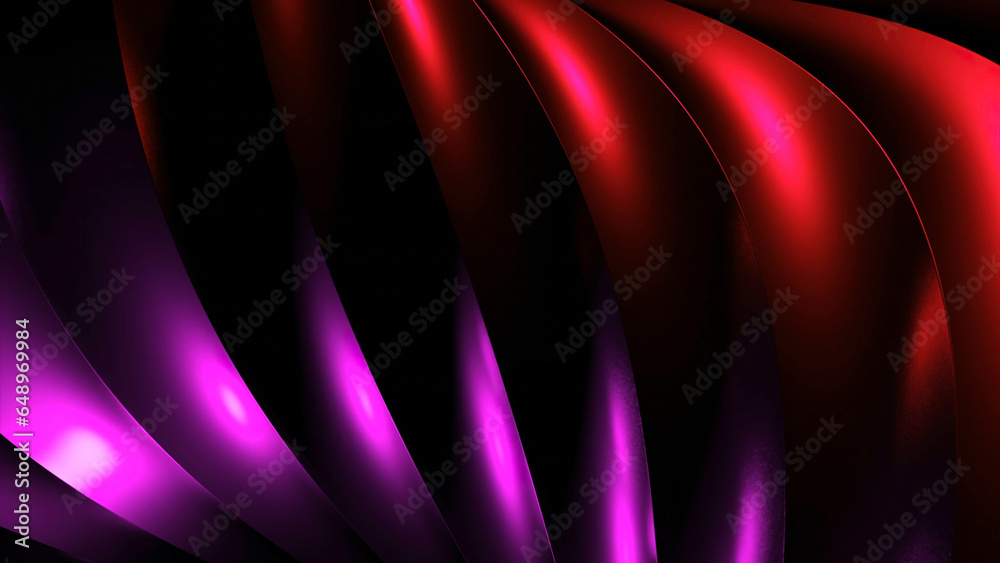 Poster Animation of colorful curved lines moving in tangle. Design. 3D lines move in flow in plexus. Visual illusion of intertwining lines