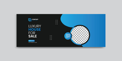 luxury house sale social media cover banner design. vector editable social media cover banner template