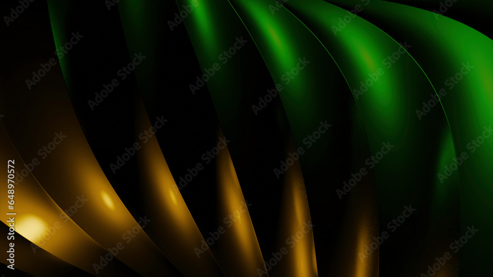 Poster Animation of colorful curved lines moving in tangle. Design. 3D lines move in flow in plexus. Visual illusion of intertwining lines