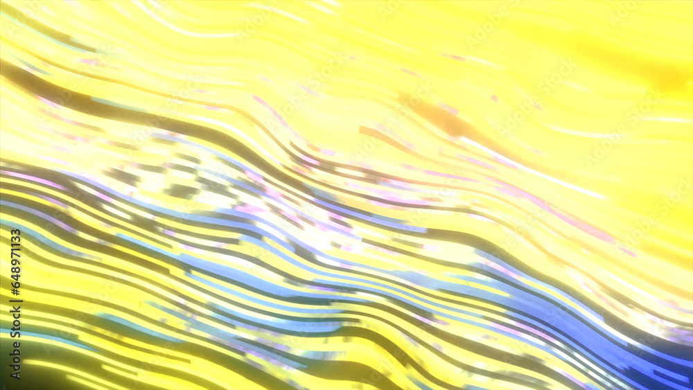 Poster colorful cyber shimmer with lines. motion. glitch effect with colorful background and shimmering lin