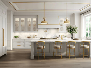 Timeless kitchen with marble countertops in the style of classic luxury