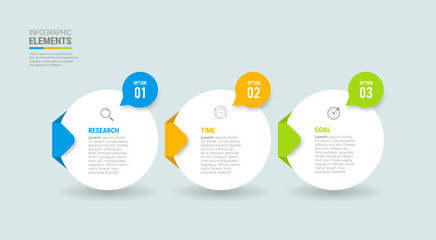 Business infographic bubble circle template design icons 3 options or steps