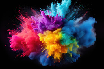Fototapeta na wymiar explosion powder with different colors splash isolated on white background.
