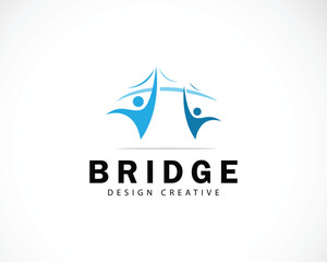 bridge logo creative connect business design concept people teamwork