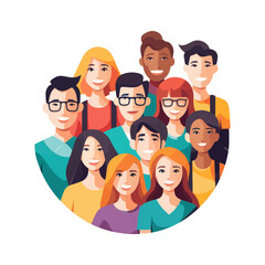 Сartoon group of people. Vector illustration.
