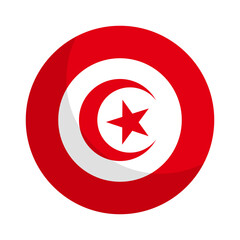 Round Tunisian flag icon. Vector.